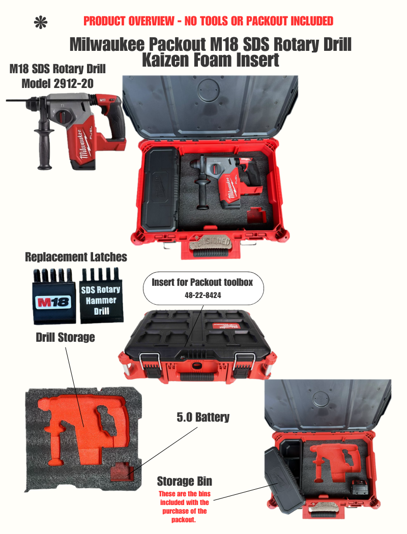Efficient Storage: M18 SDS Rotary Hammer Packout Kaizen Foam Efficient Storage: M18 SDS Rotary Hammer Packout Kaizen Foam